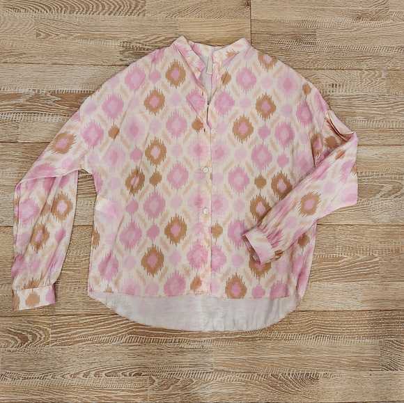 Tops - Pink and Brown Patterned Women's Top